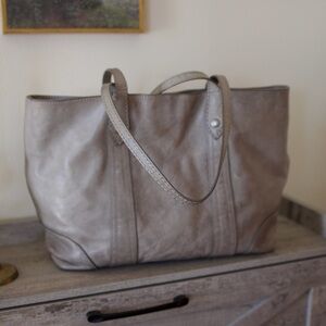 Frye gray leather Melissa shopper tote purse large shoulder bag
